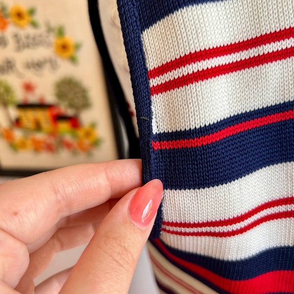 1960s Vintage Space Age Mod Micro Mini Tunic Dress – Red, White & Navy Stripe - Picture 2 of 8